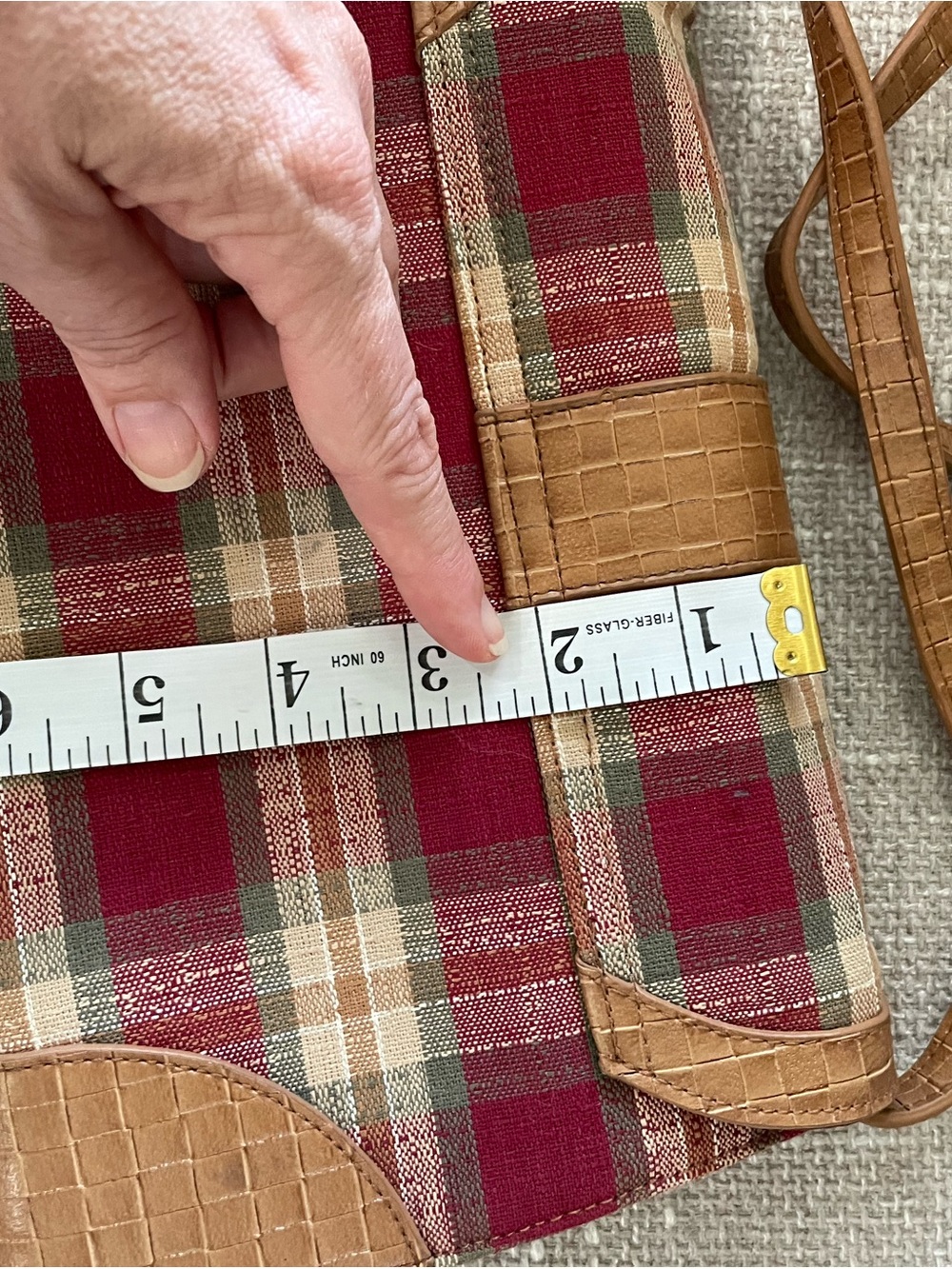 Vintage Longaberger Homestead Plaid Crossbody/Basket Weave Leather w/Wristlet - Picture 12 of 13